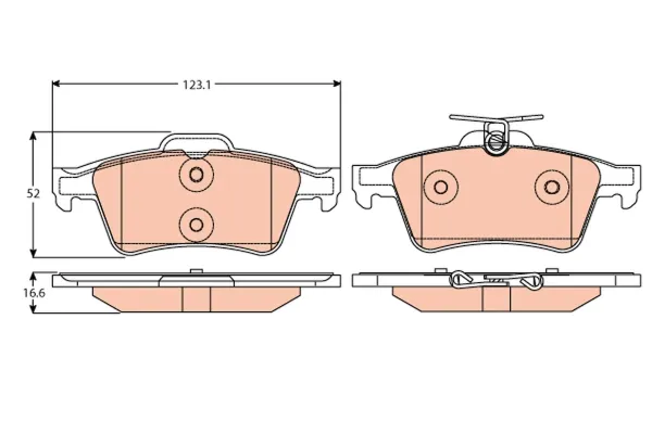 Pastillas de freno traseras GDB2086 TRW