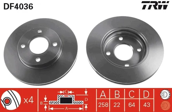 Disco de freno DF4036 TRW