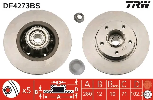 Disco de freno trasero DF4273BS TRW