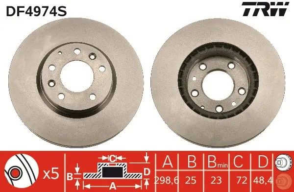 Disco de freno DF4974S TRW