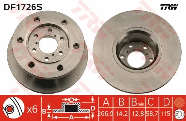 Disco de freno DF1726S TRW