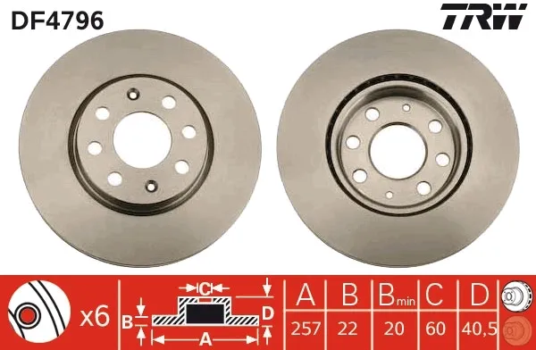 Disco de freno DF4796 TRW