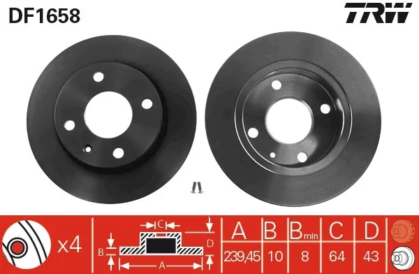 Disco de freno DF1658 TRW