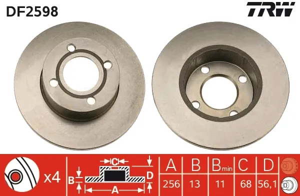 Disco de freno DF2598 TRW