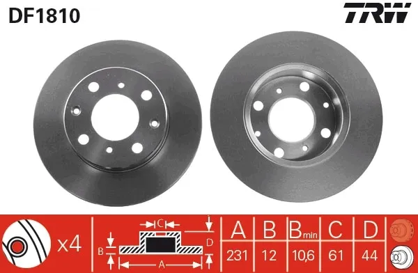 Disco de freno DF1810 TRW