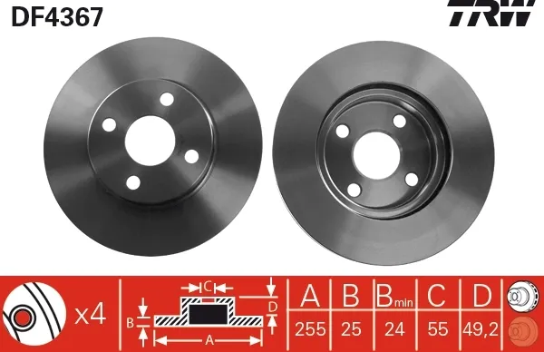 Disco de freno DF4367 TRW