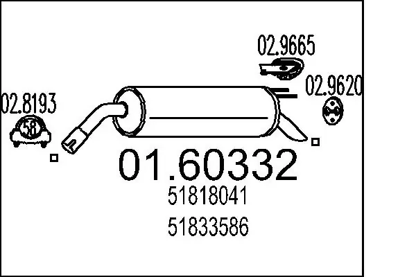 Silenciador trasero 0160332 MTS