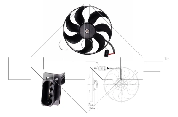 47204 NRF ventilador (rodete +motor refrigeración del motor con electromotor completo)