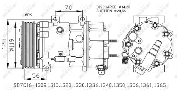 6453WR Peugeot/Citroen compresor de aire acondicionado