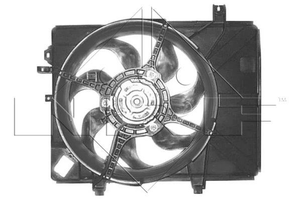 Difusor de radiador, ventilador de refrigeración, condensador del aire acondicionado, completo con motor y rodete Hyundai Accent 2 (LC)