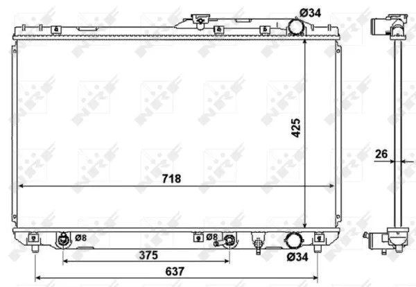 Radiador 1640007071 Toyota