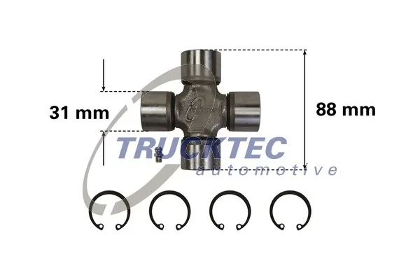 Cruceta de árbol de cardán trasero 0234012 Trucktec