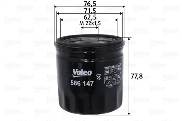 Filtro de aceite 586147 VALEO