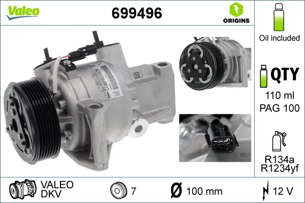 Compresor de aire acondicionado 699496 VALEO