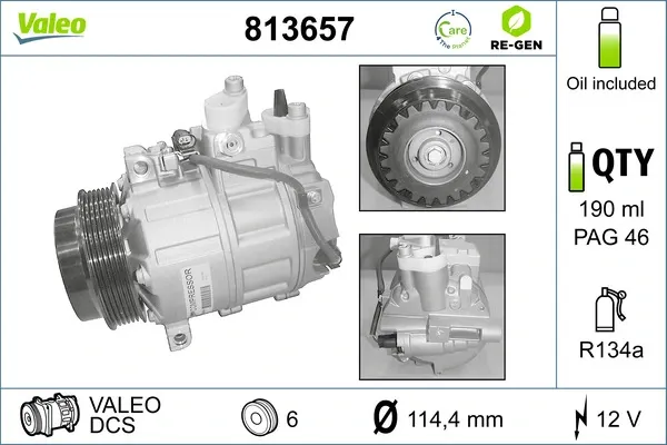 Compresor de aire acondicionado 813657 VALEO