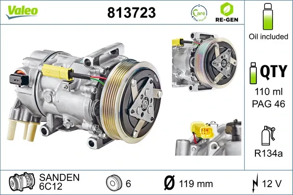 Compresor de aire acondicionado 813723 VALEO