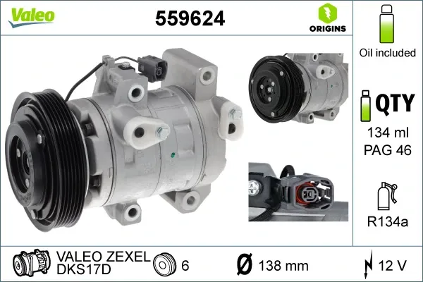 Compresor de aire acondicionado 559624 VALEO