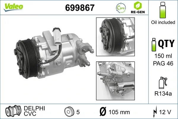 Compresor de aire acondicionado 699867 VALEO