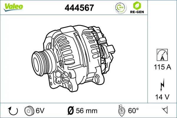 Alternador 444567 VALEO