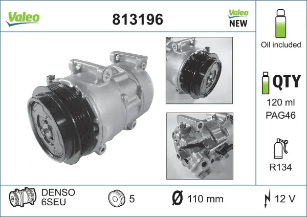 Compresor de aire acondicionado 813196 VALEO