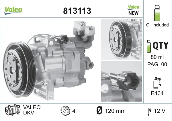 Compresor de aire acondicionado 813113 VALEO