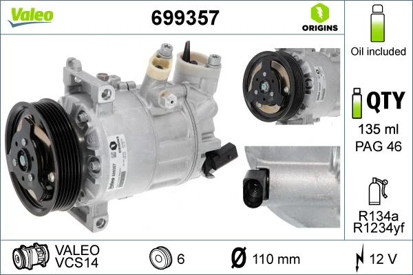 Compresor de aire acondicionado Skoda Yeti (5L, 5L1, 5L2, 5L6, 5L7)