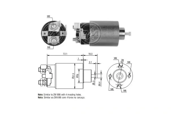 Solenoide de arranque ZM4698 ERA
