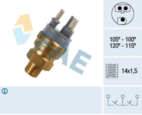 Sensor, temperatura del refrigerante (encendido el ventilador del radiador) 38140 FAE