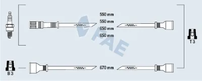 Juego de cables de alta tensión FAE 83500