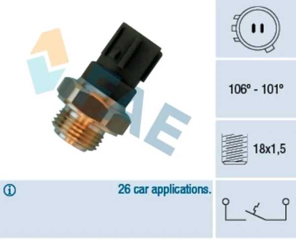 Sensor, temperatura del refrigerante (encendido el ventilador del radiador) 36460 FAE