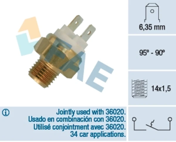 36010 FAE sensor, temperatura del refrigerante (encendido el ventilador del radiador)