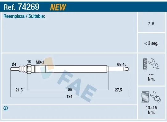 Bujía de precalentamiento 74269 FAE