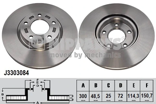 J3303084 Nipparts freno de disco delantero