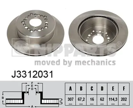 Disco de freno trasero J3312031 Nipparts