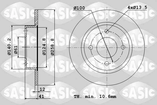 6104001 Sasic freno de disco delantero