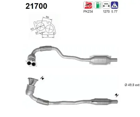 Tubo de admisión del silenciador de escape delantero 21700 AS/Auto Storm