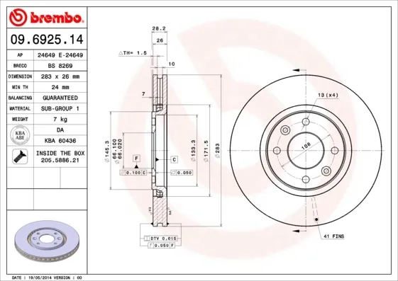 Comprar Disco de freno delantero Peugeot 406  8B