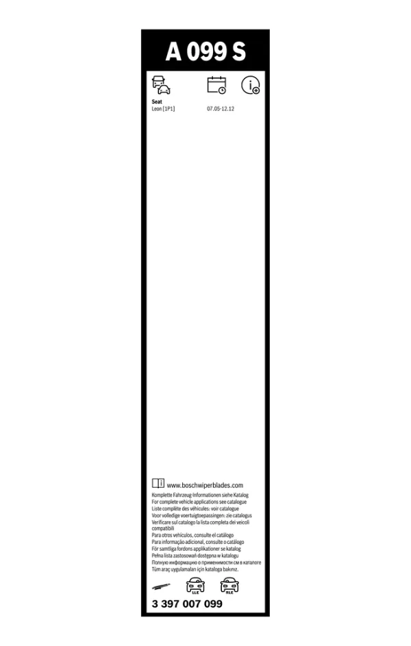 Escobilla del limpiaparabrisas del lado del conductor 3397007099 Bosch