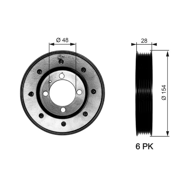Polea de cigüeñal TVD1029 Gates