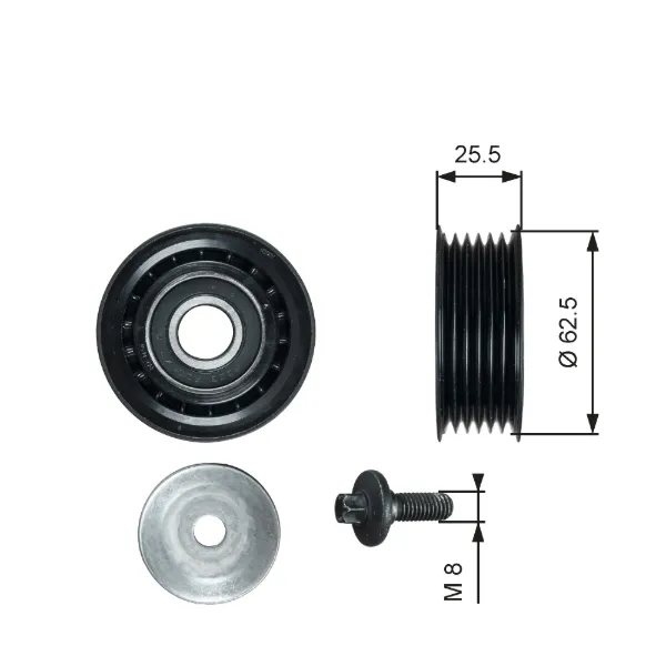 Polea inversión / guía, correa poli V 51856150 Chrysler