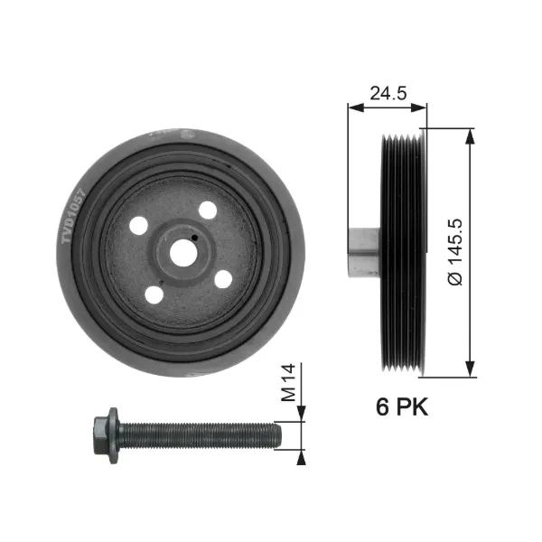 Polea de cigüeñal TVD1057A Gates
