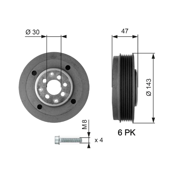 Polea cigueñal Volkswagen Transporter T4 (70XB, 70XC, 7DB, 7DW)