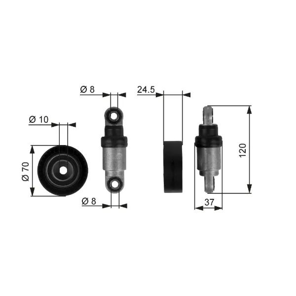 Amortiguador del tensor de la correa de transmisión T38244 Gates