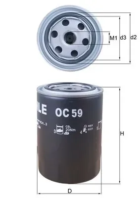 Filtro de aceite OC59 Mahle Original