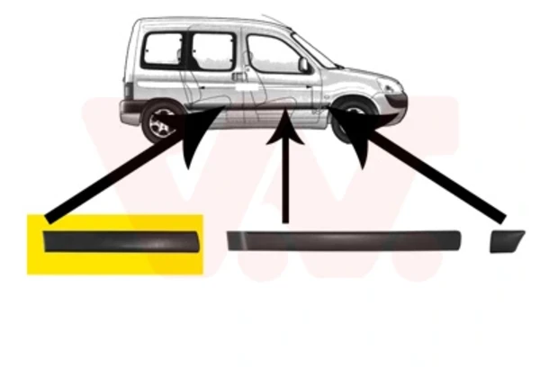 Moldura inferior de la puerta trasera derecha 4051426 VAN Wezel