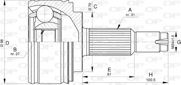 Junta homocinetica CVJ576910 Open Parts