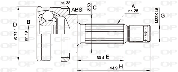 CVJ5393.10 Open Parts junta homocinética exterior delantera
