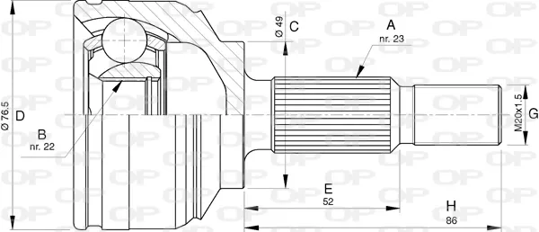 Junta homocinetica CVJ576310 Open Parts