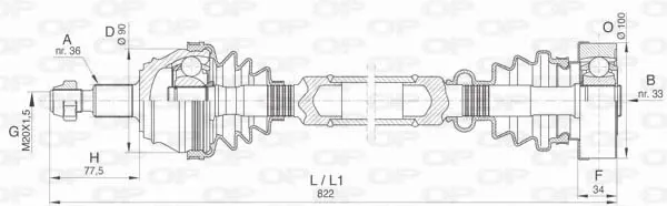 Árbol de transmisión delantero derecho DRS642300 Open Parts