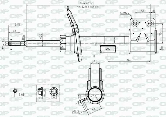 Amortiguador delantero derecho SAB848131 Open Parts